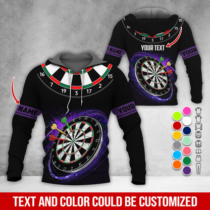 Customized Name & Text Darts Premium Hoodie, Black Pattern Darts Hoodie, Perfect Gift For Darts Lovers, Darts Player