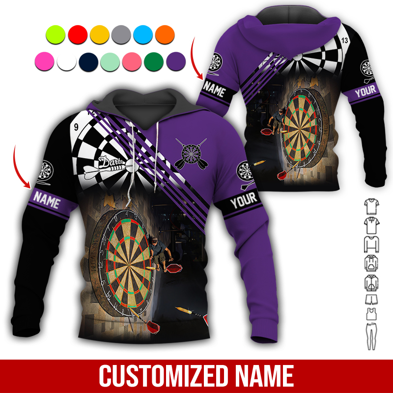 Customized Name Darts Premium Hoodie, Giant Dartboards Black Hoodie, Perfect Gift For Darts Lovers, Friend, Family