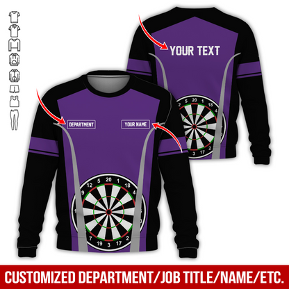 Customized Darts Sweatshirt, Personalized Name, Text & Department Sweatshirt, Play Darts Pattern Sweatshirt, Perfect Gift For Darts Lovers, Friend, Family