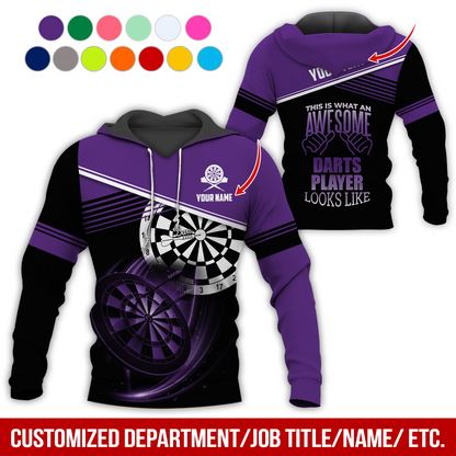 Customized Name & Text Darts Premium Hoodie, Darts Player Looks Like Hoodie, Perfect Gift For Darts Lovers, Darts Player