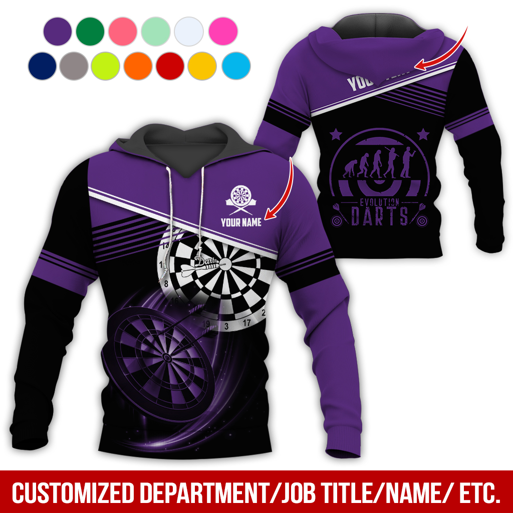 Customized Name & Text Darts Skull Premium Hoodie, Evolution of Darts Player Darts Hoodie, Perfect Gift For Darts Lovers, Darts Player