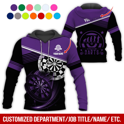 Customized Name & Text Darts Skull Premium Hoodie, Evolution of Darts Player Darts Hoodie, Perfect Gift For Darts Lovers, Darts Player