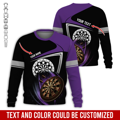 Customized Darts Sweatshirt, Personalized Name & Text Sweatshirt, Darts Pattern Sweatshirt, Perfect Gift For Darts Lovers, Darts Player