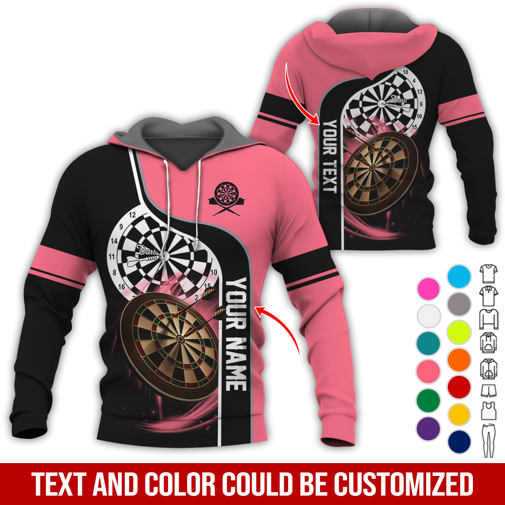 Customized Name & Text Darts Premium Hoodie, Darts Pattern Hoodie For Men & Women, Perfect Gift For Darts Lovers, Friend, Family