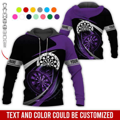 Personalized Darts Premium Hoodie, Customized Name & Text Darts Spot Pattern Black Hoodie, Perfect Gift For Darts Lovers, Friend, Family