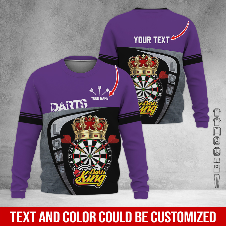 Customized Darts Sweatshirt, Personalized Name & Text Darts Sweatshirt, Darts King Sweatshirt, Perfect Gift For Darts Lovers, Friend, Family