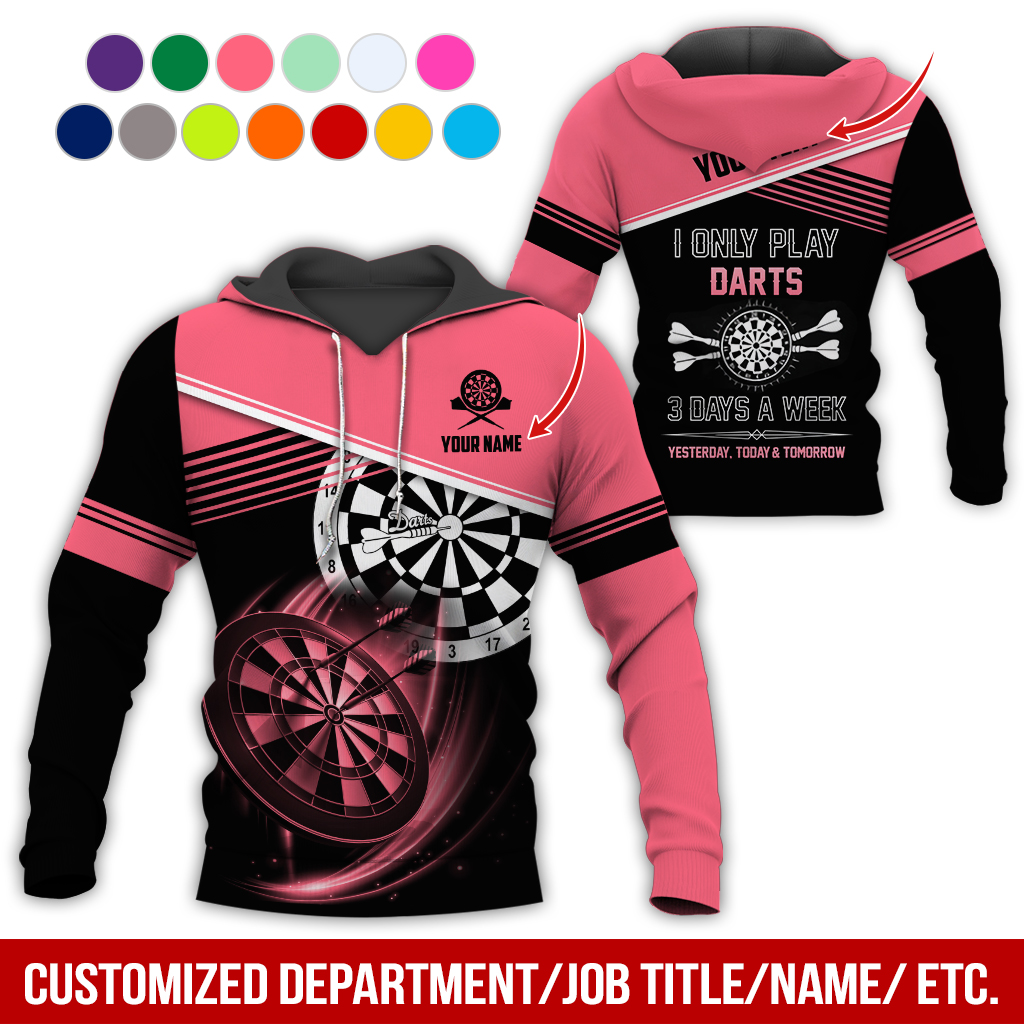 Customized Name & Text Darts Skull Premium Hoodie, I Only Play Darts 3 Days a Week Hoodie, Perfect Gift For Darts Lovers, Darts Player