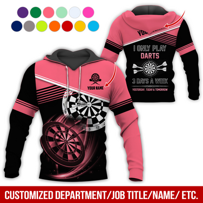 Customized Name & Text Darts Skull Premium Hoodie, I Only Play Darts 3 Days a Week Hoodie, Perfect Gift For Darts Lovers, Darts Player