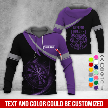 Customized Name Darts Premium Hoodie, Weekend Forrecast Darts Black Hoodie, Perfect Gift For Darts Lovers, Friend, Family