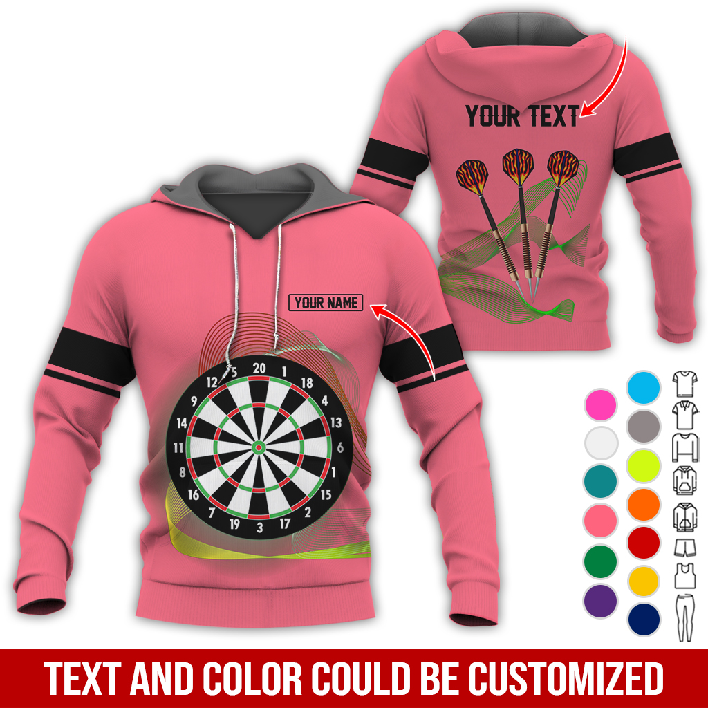 Customized Darts Premium Hoodie, Personalized Name & Text Hoodie, Black Line Pattern Hoodie For Men & Women, Perfect Gift For Darts Lovers, Friend, Family
