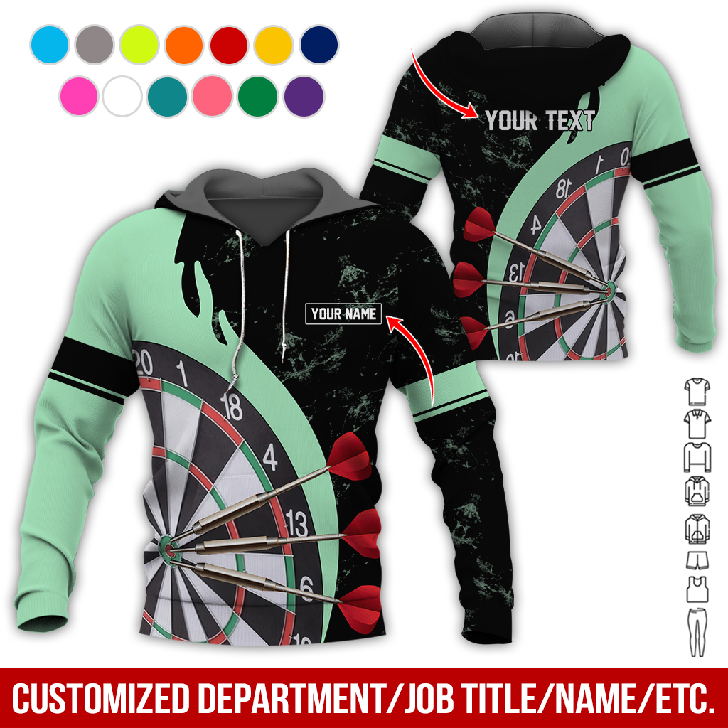 Customized Name & Text Darts Premium Hoodie, Darts & Moss Pattern Hoodie, Perfect Gift For Darts Lovers, Friend, Family