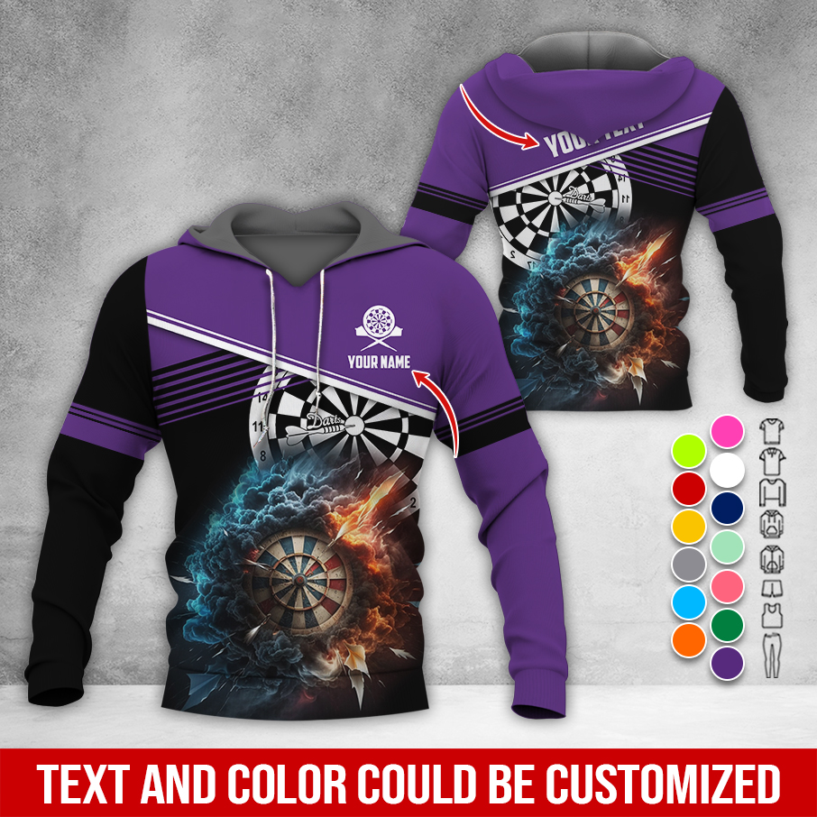 Personalized Name & Text Darts Premium Hoodie, Darts & Storm Pattern Hoodie, Perfect Gift For Darts Lovers, Friend, Family