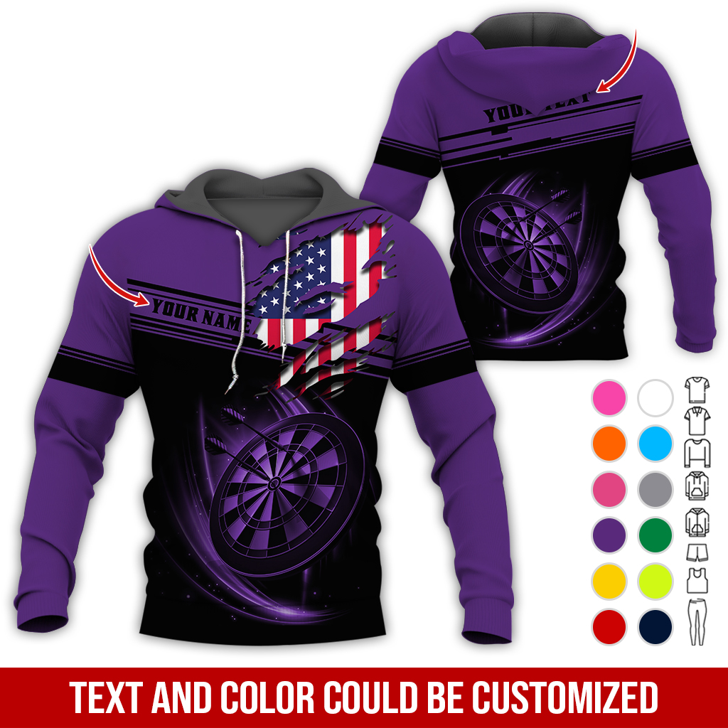 Personalized American Flag Darts Premium Hoodie ,Customized Name & Text Darts Premium Hoodie, Perfect Gift For Darts Lovers, Darts Player