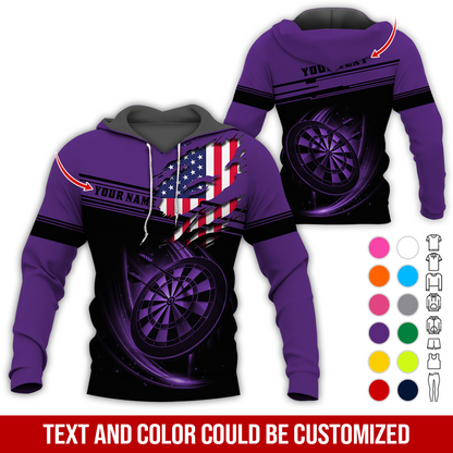 Personalized American Flag Darts Premium Hoodie ,Customized Name & Text Darts Premium Hoodie, Perfect Gift For Darts Lovers, Darts Player