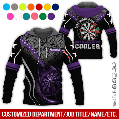 Customized Name Darts Tropical Pattern Hoodie, Like A Regular Dad But Cooler Hoodie, Perfect Gift For Darts Lovers, Darts Player