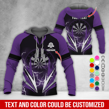 Customized Name Darts Thunder Premium Hoodie, Darts Pattern Hoodie, Perfect Gift For Darts Lovers, Friend, Family