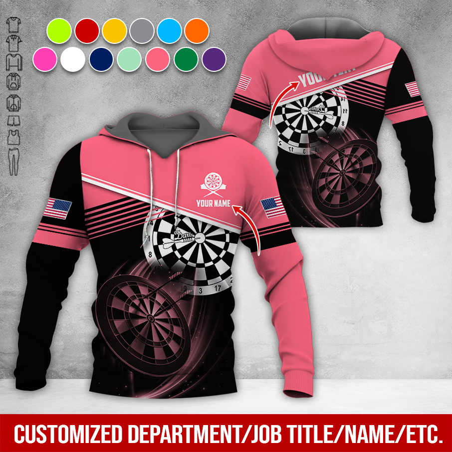 Customized Name & Text Darts Premium Hoodie, Custom National Flag, Darts Pattern Hoodie For Men & Women, Perfect Gift For Darts Lovers, Darts Player