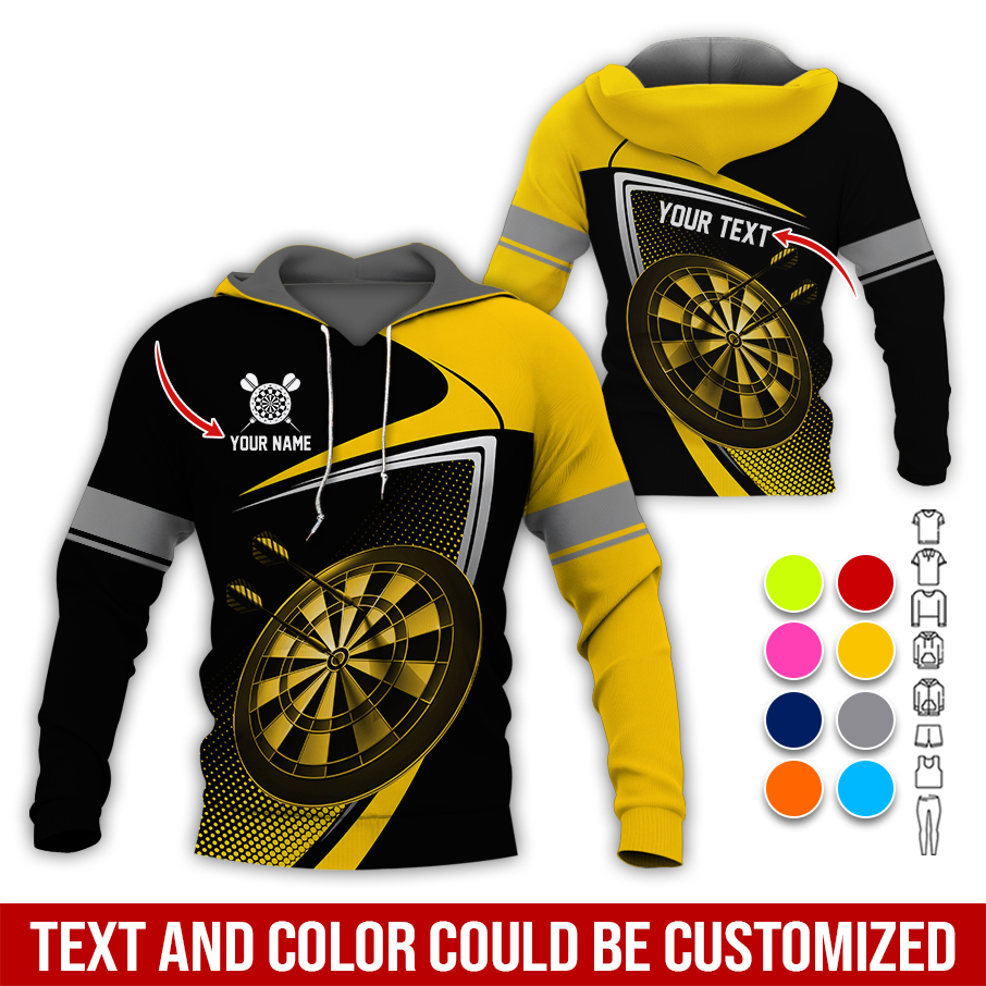 Customized Name & Text Darts Premium Hoodie, Personalized Color Spot Pattern Darts Hoodie, Perfect Gift For Darts Lovers, Darts Player