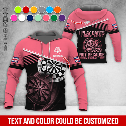 Customized Name & Text Darts Premium Hoodie, Custom National Flag, I Like Darts Hoodie For Men & Women, Perfect Gift For Darts Lovers, Darts Player