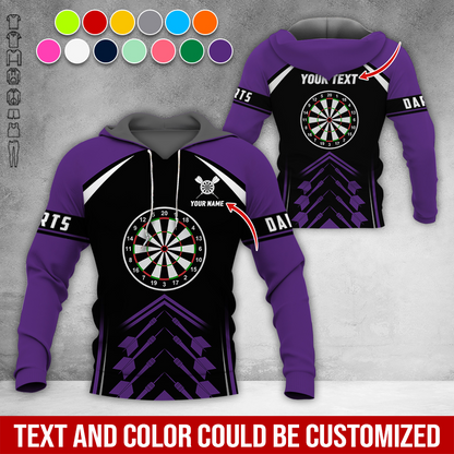 Customized Name & Text Darts Premium Hoodie, Custom Color Darts Pattern For Men & Women Hoodie, Perfect Gift For Darts Lovers, Darts Player