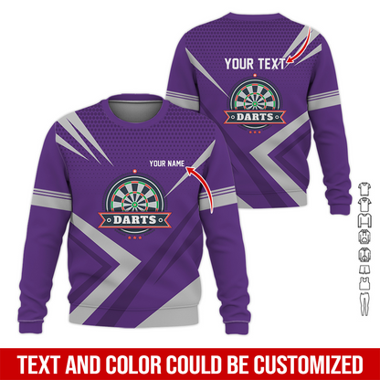 Customized Darts Sweatshirt, Personalized Name & Text Sweatshirt, 3 Star Darts Pattern Sweatshirt, Perfect Gift For Darts Lovers, Friend, Family