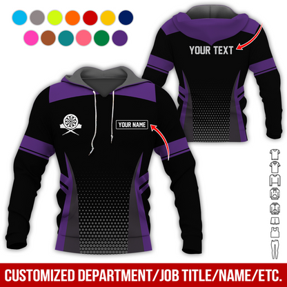 Customized Name & Text Darts Premium Hoodie, Grey Spot Pattern Darts Black Hoodie, Perfect Gift For Darts Lovers, Darts Player