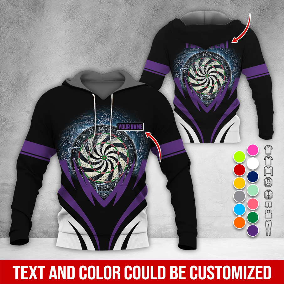 Customized Name & Text Darts Thunder Premium Hoodie, Thunder Vortex Darts Pattern Hoodie, Perfect Gift For Darts Lovers, Friend, Family