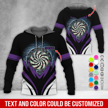 Customized Name & Text Darts Thunder Premium Hoodie, Thunder Vortex Darts Pattern Hoodie, Perfect Gift For Darts Lovers, Friend, Family
