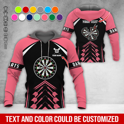 Personalized Name & Text Darts Premium Hoodie, Broken Darts Pattern Hoodie, Perfect Gift For Darts Lovers, Friend, Family