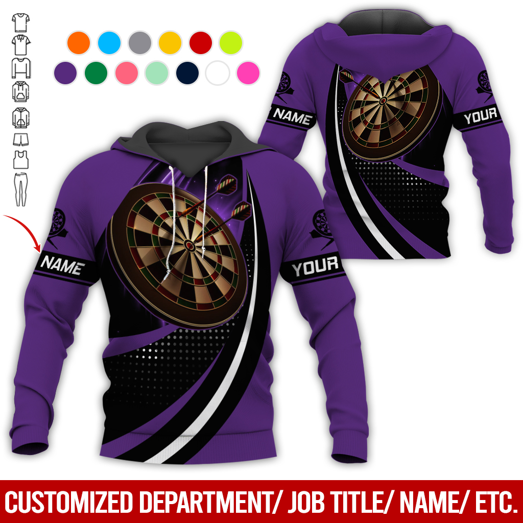 Customized Name Darts Premium Hoodie, Black Spot Pattern Darts Hoodie, Perfect Gift For Darts Lovers, Friend, Family
