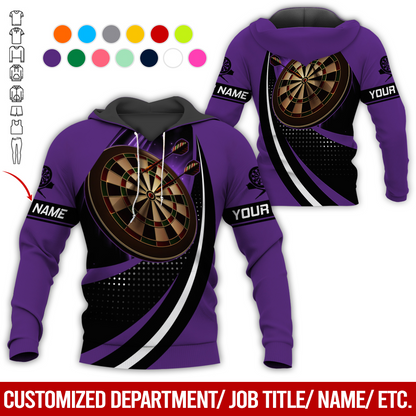 Customized Name Darts Premium Hoodie, Black Spot Pattern Darts Hoodie, Perfect Gift For Darts Lovers, Friend, Family