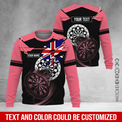 Customized Darts Sweatshirt, England Flag Pattern Sweatshirt For Men & Women, Perfect Gift For Darts Lovers, Friend, Family