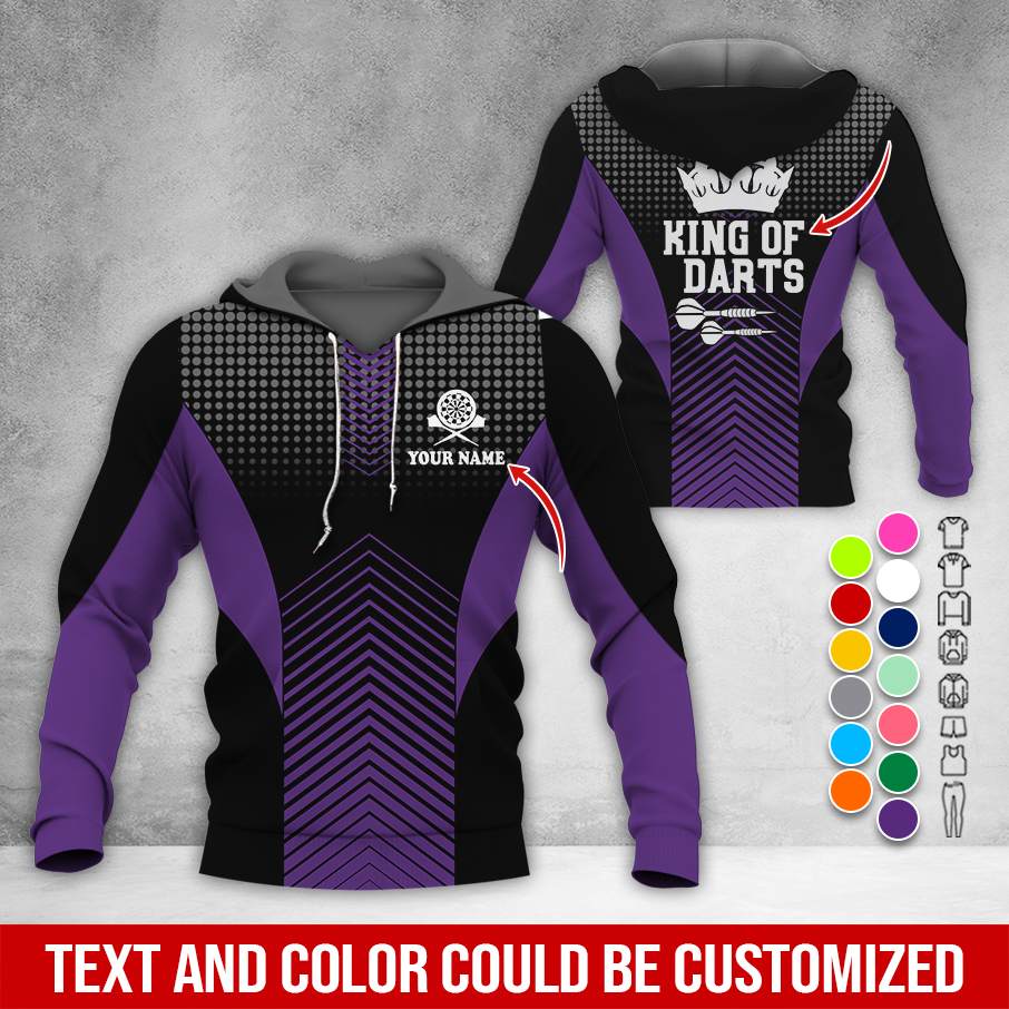 Customized Name & Text Darts Premium Hoodie, King Of Darts, Spot Pattern Hoodie, Perfect Gift For Darts Lovers, Darts Player