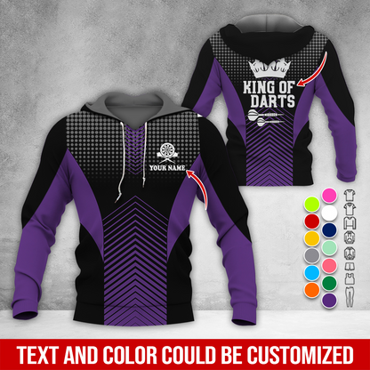 Customized Name & Text Darts Premium Hoodie, King Of Darts, Spot Pattern Hoodie, Perfect Gift For Darts Lovers, Darts Player