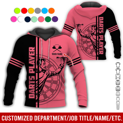 Customized Darts Premium Hoodie, Men Playing Darts Pattern Hoodie For Men & Women, Perfect Gift For Darts Lovers, Friend, Family