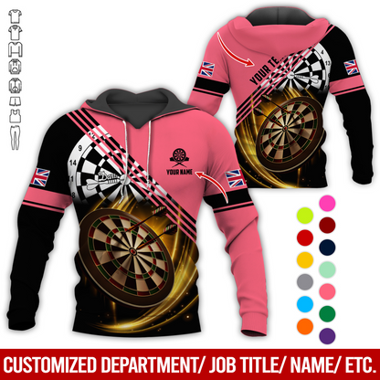 Customized Flag Darts Premium Hoodie, Personalized National Flag & Darts Pattern Hoodie For Men & Women, Perfect Gift For Darts Lovers, Friend, Family