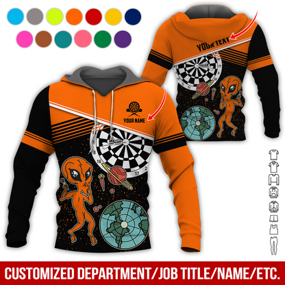 Customized Name & Text Darts Premium Hoodie, Aliens & Space Hoodie, Perfect Gift For Darts Lovers, Friend, Family
