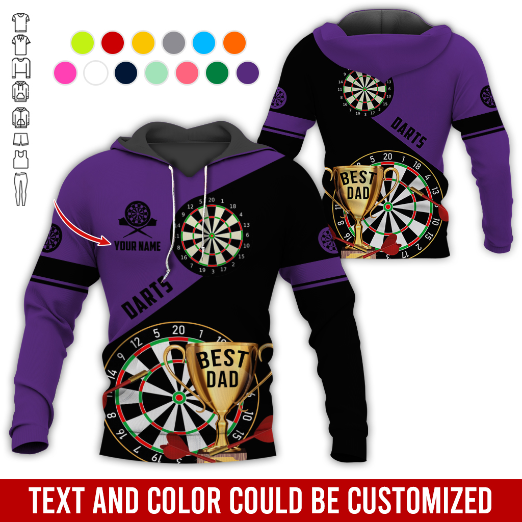 Personalized Darts Best Dad Premium Hoodie, Customized Name Darts Hoodie, Perfect Gift For Darts Lovers, Darts Player