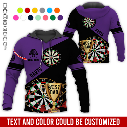Personalized Darts Best Dad Premium Hoodie, Customized Name Darts Hoodie, Perfect Gift For Darts Lovers, Darts Player