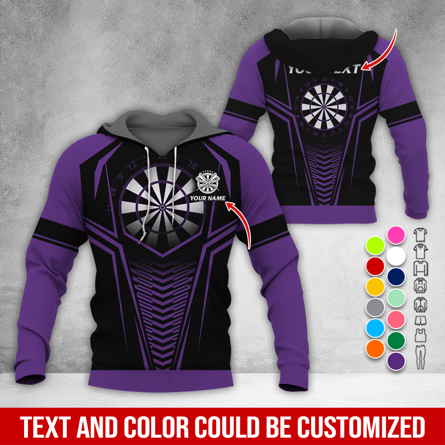 Personalized Name & Text Darts Premium Hoodie, Darts Sport Pattern Hoodie For Men & Women, Perfect Gift For Darts Lovers, Friend, Family