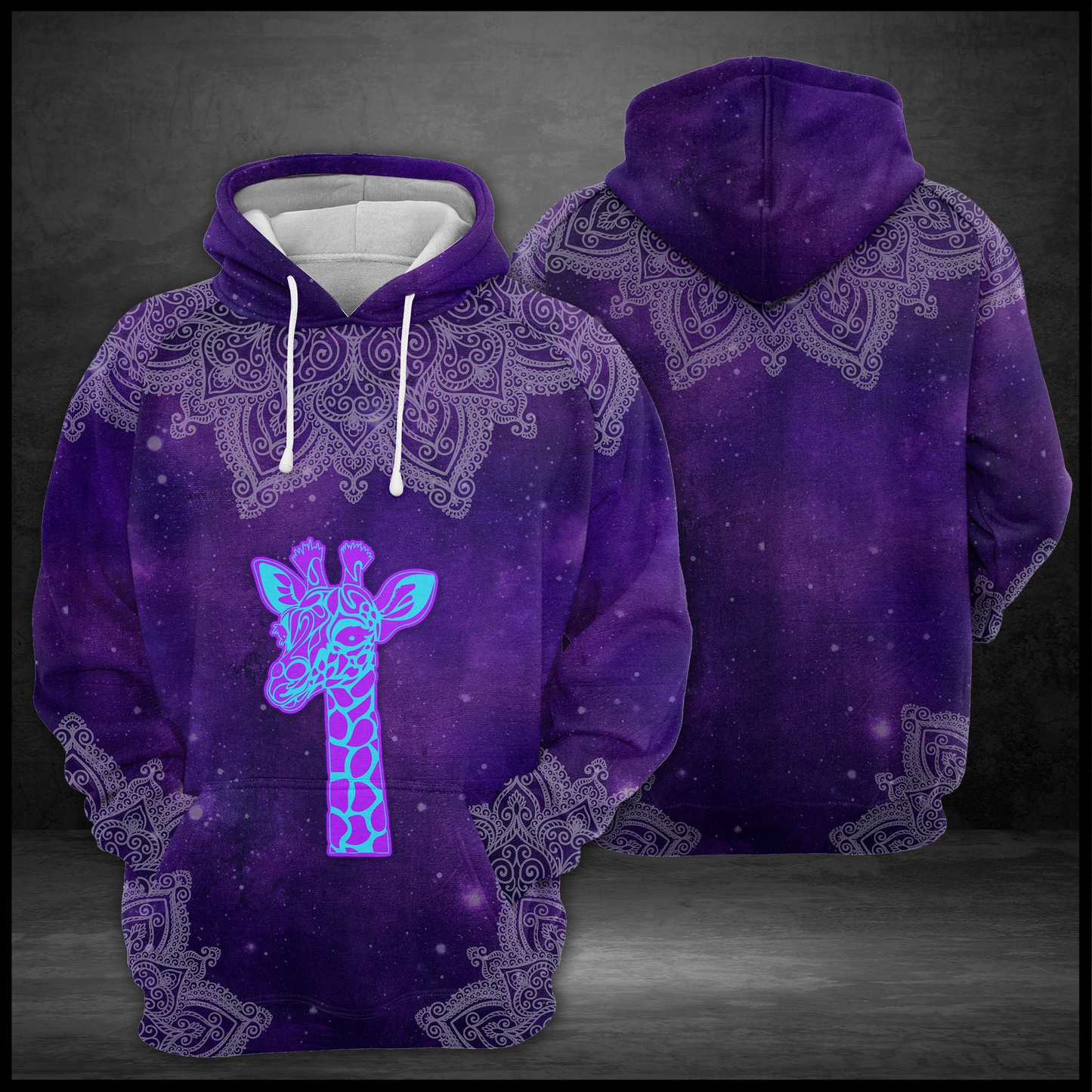 Awesome Purple Giraffe Mandala Pullover Premium Hoodie, Perfect Outfit For Men And Women On Christmas New Year Autumn Winter