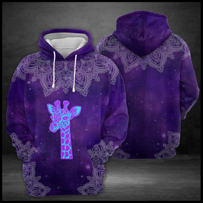 Awesome Purple Giraffe Mandala Pullover Premium Hoodie, Perfect Outfit For Men And Women On Christmas New Year Autumn Winter