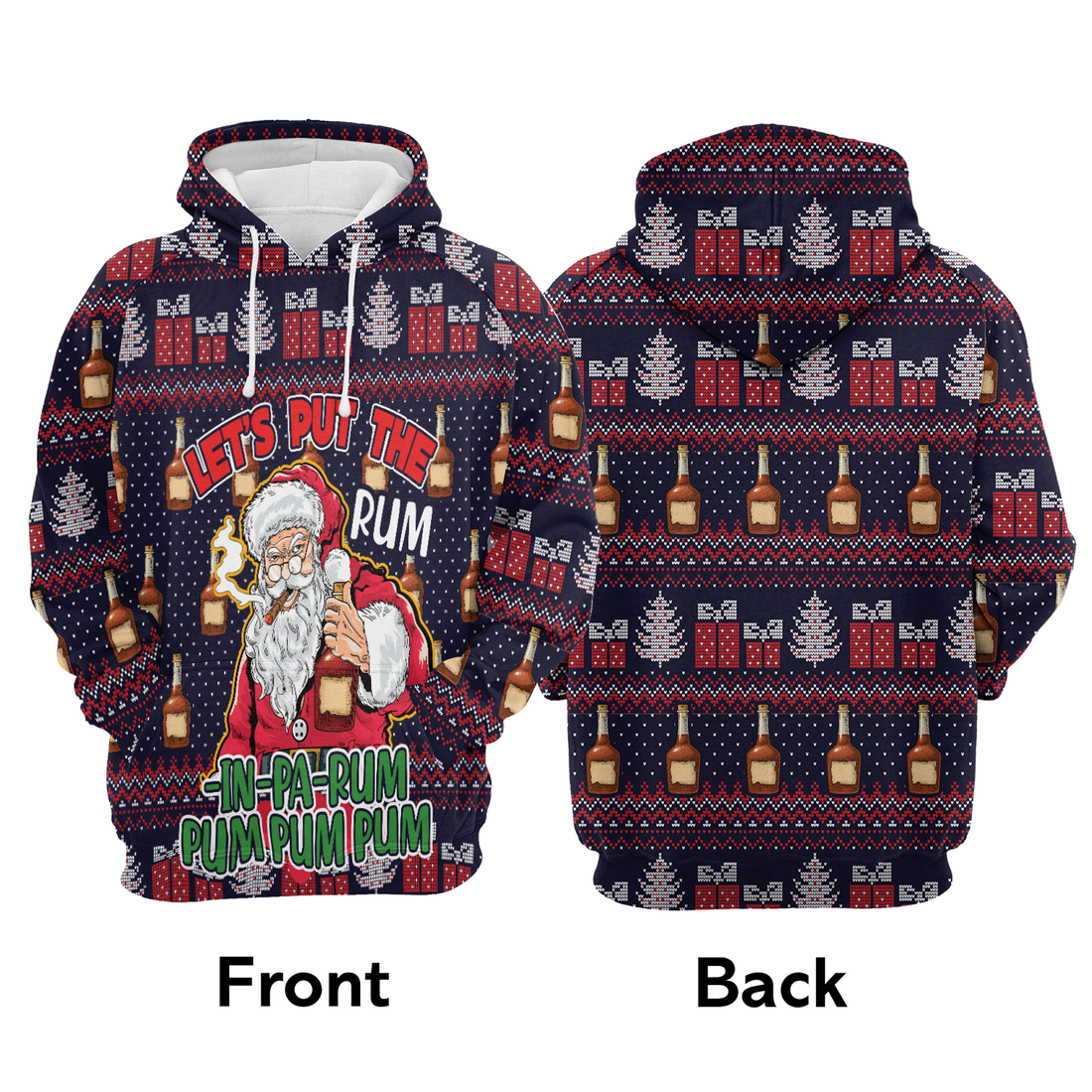 Santa Premium Christmas Hoodie, Let's Put The Rum-in-pa-rum Pum Pum Unisex Hoodie For Men & Women - Perfect Gift For Christmas, Friends, Family