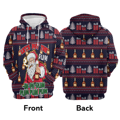 Santa Premium Christmas Hoodie, Let's Put The Rum-in-pa-rum Pum Pum Unisex Hoodie For Men & Women - Perfect Gift For Christmas, Friends, Family