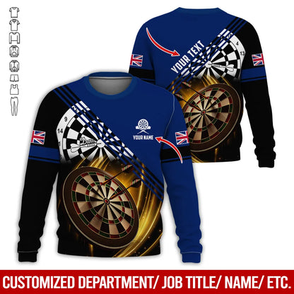 Customized Darts Sweatshirt, Personalized National Flag & Darts Pattern Sweatshirt For Men & Women, Perfect Gift For Darts Lovers, Friend, Family