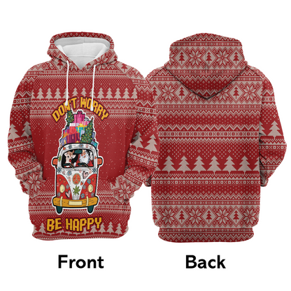 Hippie Style Premium Christmas Hoodie, Don't Worry Be Happy Unisex Hoodie For Men & Women - Perfect Gift For Christmas, Friends, Family