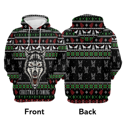 Wolf Christmas Is Coming Pullover Premium Hoodie, Perfect Outfit For Men And Women On Christmas New Year Autumn Winter