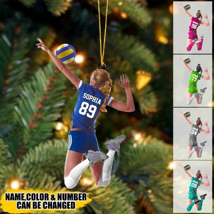 Custom Volleyball Acrylic Christmas Ornament, Personalized Female Beach Volleyball Acrylic Ornament For Volleyball Lover,Christmas,New Year