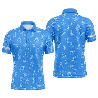 Custom Golf Long Sleeve Men Polo Shirt, Custom Name funny Golf Pattern Wear Apparel- Personalized Sports Gift For Men, Golf Lovers