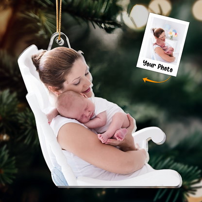 Personalized Acrylic Mom & Infant Photo Ornament, Custom Mother And Her Newborn Baby Photo Acrylic Ornament For Christmas, Best Gift For New Mom, Christmas